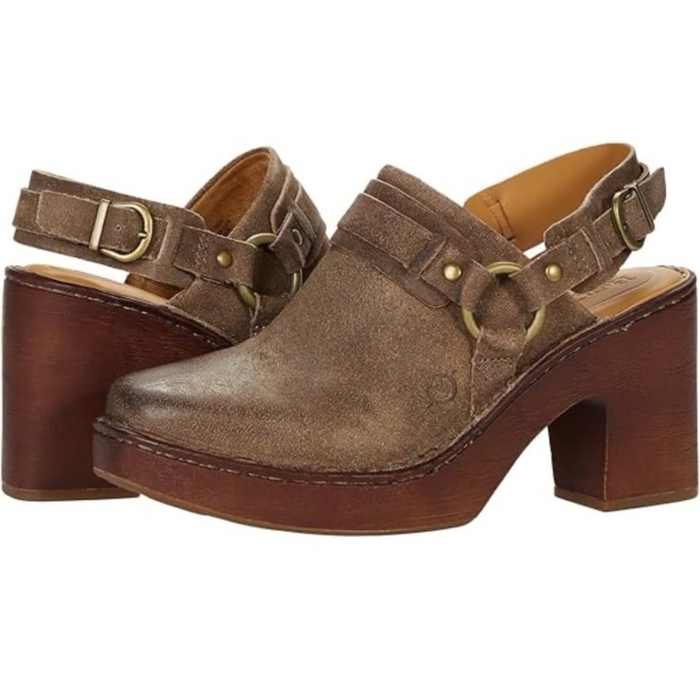 Born Hudson slingback‎ square toe clog size 8